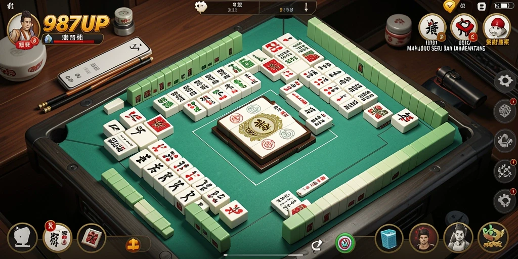 Gameplay seru 987UP dengan tantangan Mahjong yang menantang.