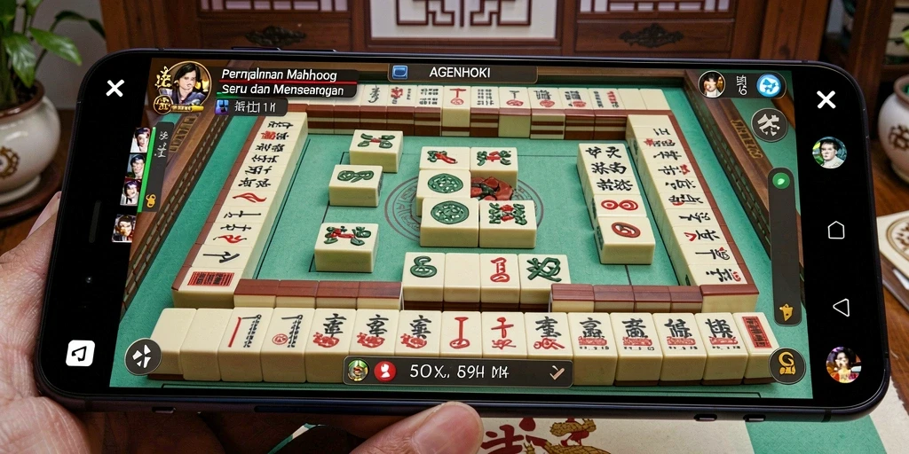 Screenshot AGENHOKI menampilkan gameplay Mahjong yang seru.