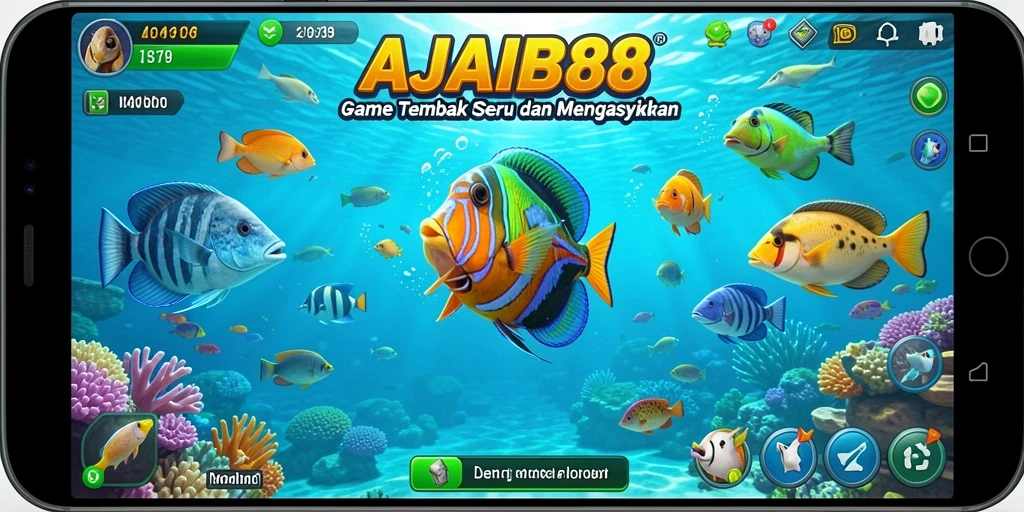 Screenshot gameplay AJAIB88 menampilkan aksi tembak ikan yang seru.