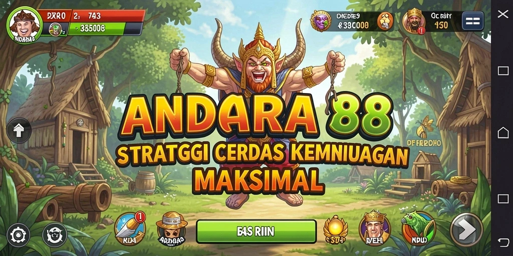 Tangkapan layar menunjukkan aksi strategis di ANDARA88 dengan grafis menarik.