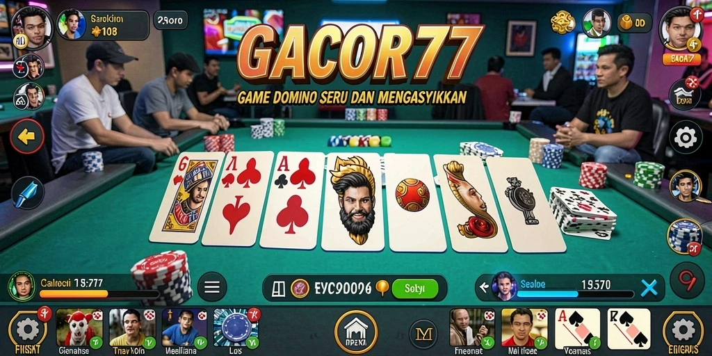 Tampilan gameplay seru dalam GACOR77 saat bermain domino.