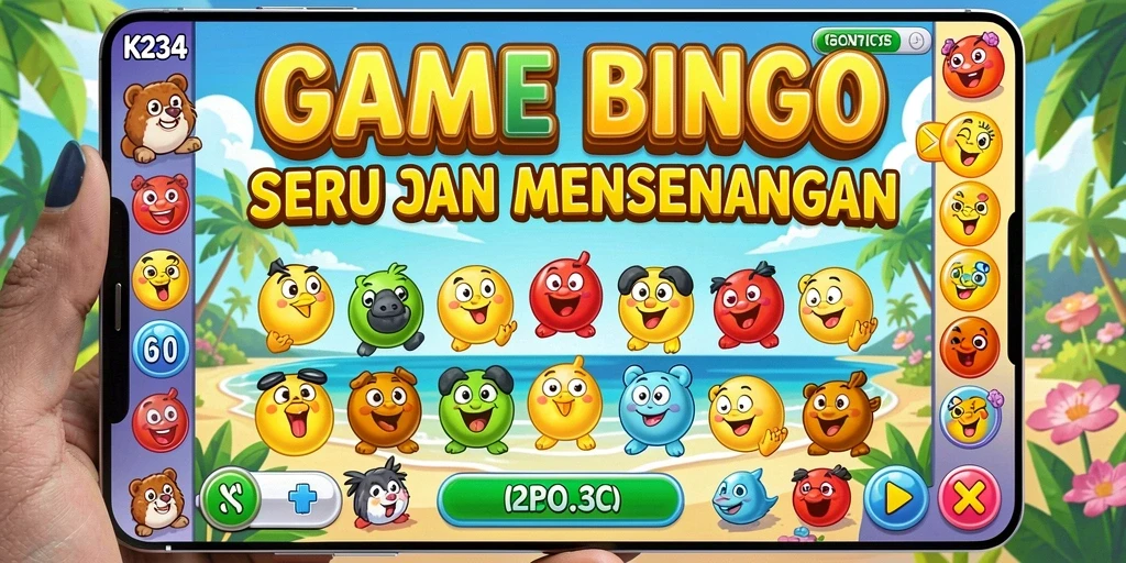 Tampilan gameplay K234 yang seru dan menarik saat bermain Bingo.