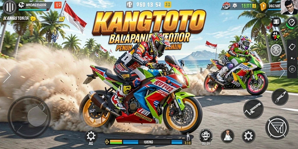 Gameplay seru dari KANGTOTO dengan aksi balap motor yang menegangkan.