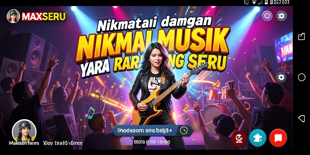Screenshot gameplay MAXSERU menampilkan pengguna menikmati musik interaktif.