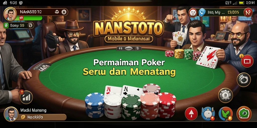 Gameplay poker seru dalam aplikasi NANASTOTO.