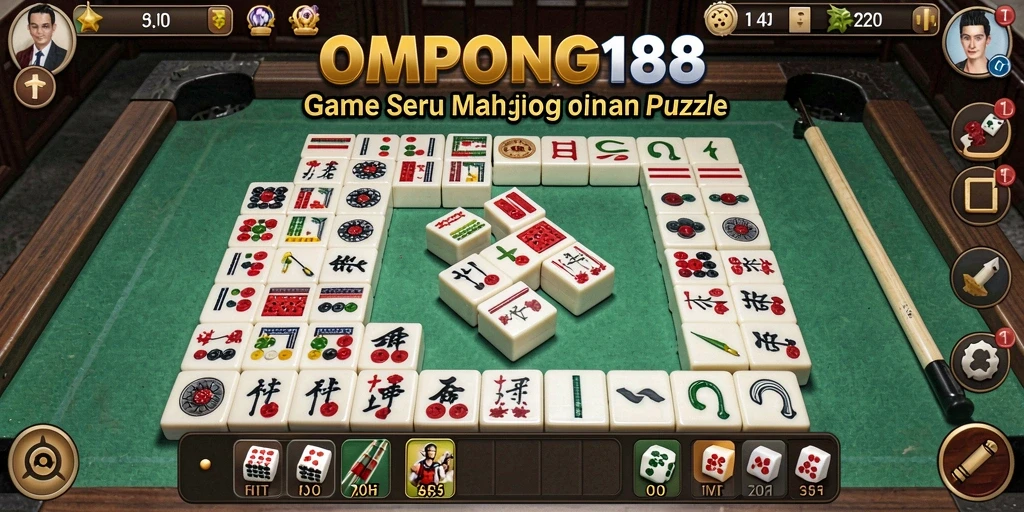Tampilan gameplay menarik OMPONG188 dengan ubin Mahjong yang berwarna.