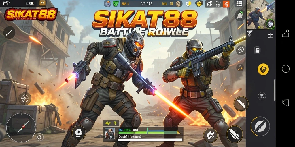 Tangkapan layar utama SIKAT88 menampilkan pertempuran seru dalam mode Battle Royale.