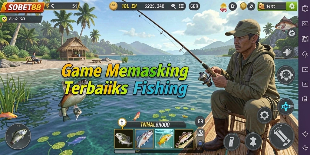 Tampilan gameplay <strong>SOBET88</strong> saat menangkap ikan besar.