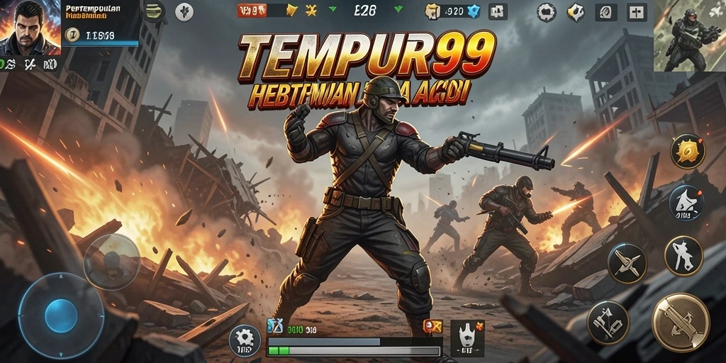Screenshot TEMPUR99 menampilkan pertarungan mendebarkan dengan efek visual yang memukau.