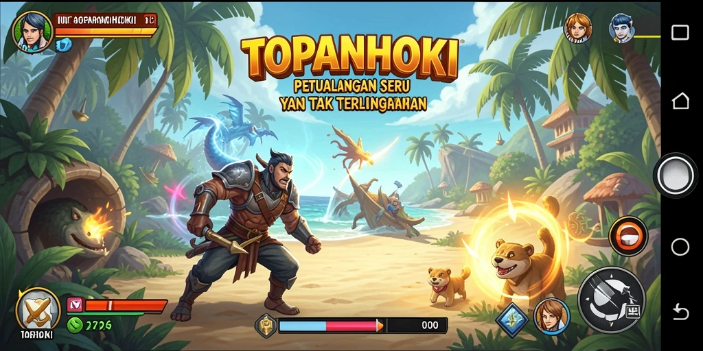 Screenshot utama menampilkan aksi mendebarkan dalam petualangan TOPANHOKI.